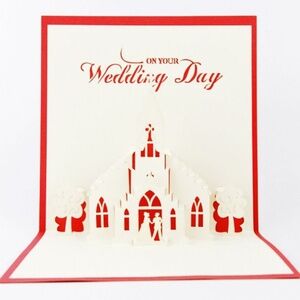*WEDDING* Red 3D Pop-Up Marriage Greeting Card